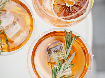 Cocktail glasses at a wedding